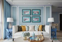 132㎡實用四居，藍色裝點浪漫優雅